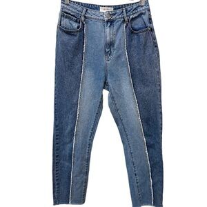 Pacsun Mom Jeans Women's Size 28 High Rise Two Tone Wash Denim Crop Frayed  Y2K‎